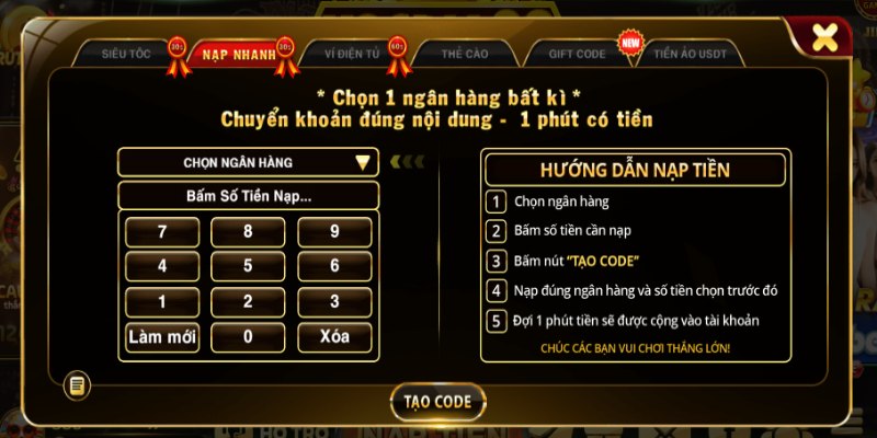 Yêu cầu gửi tiền được xử lý trong vài phút